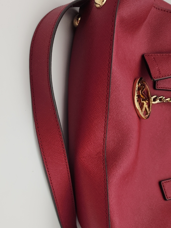 Michael Kors Dark Red Saffiano Leather Satchel - Picture 6 of 15